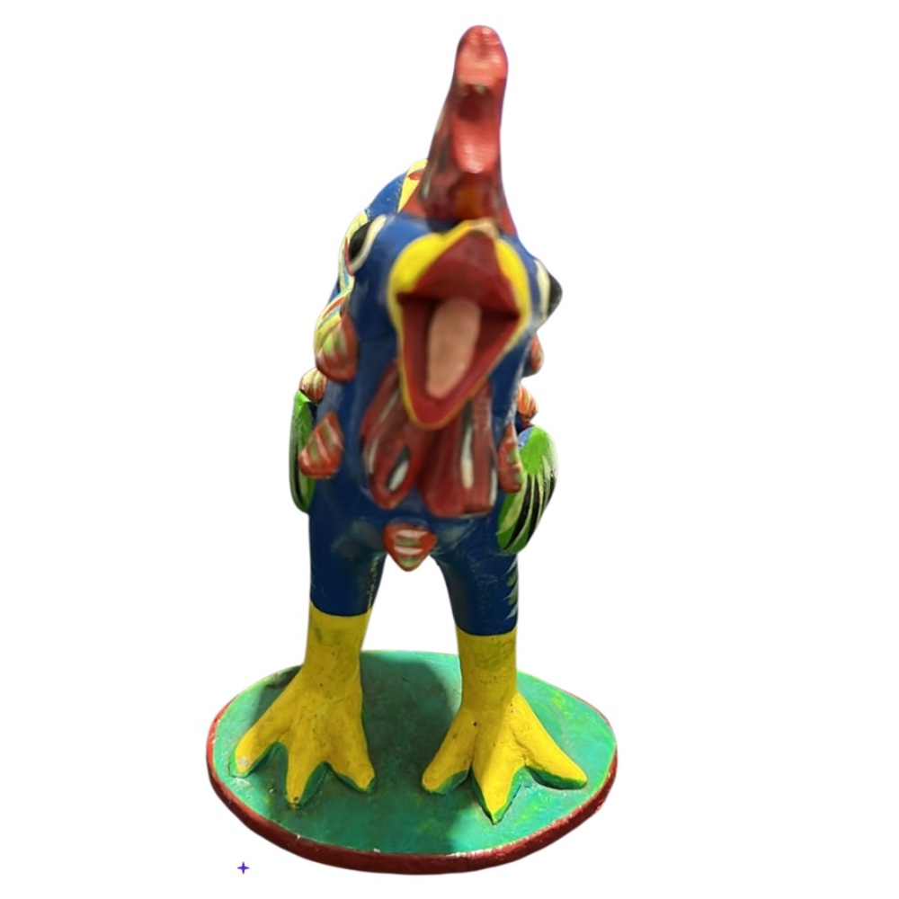 Ortega Vtg Folk Art Rooster Handcrafted Signed Flowers Clay Mexican Pottery - Picture 2 of 7